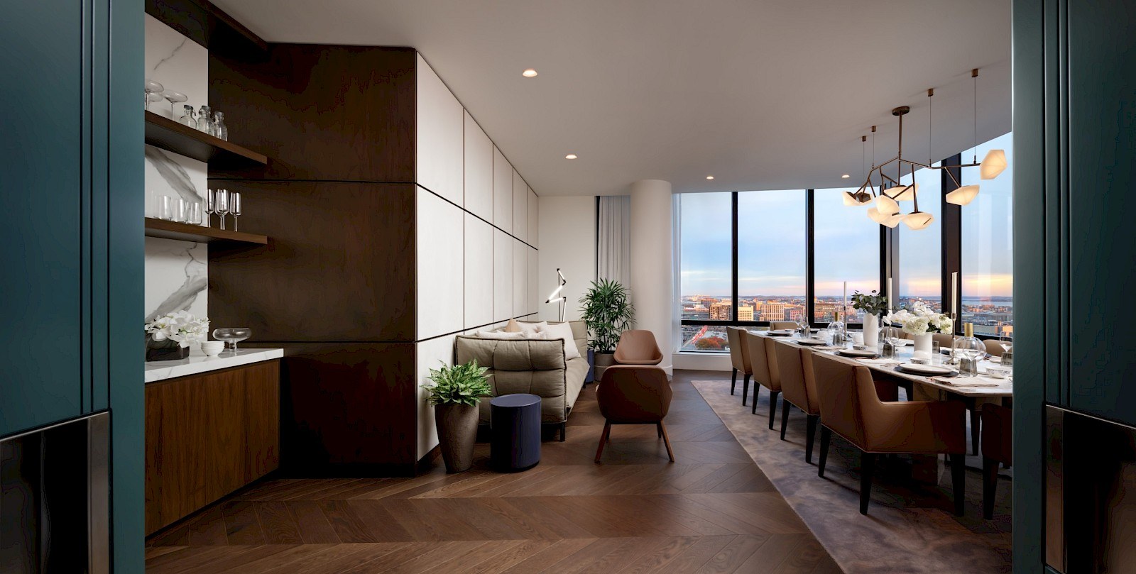A private dining table laid in a residence